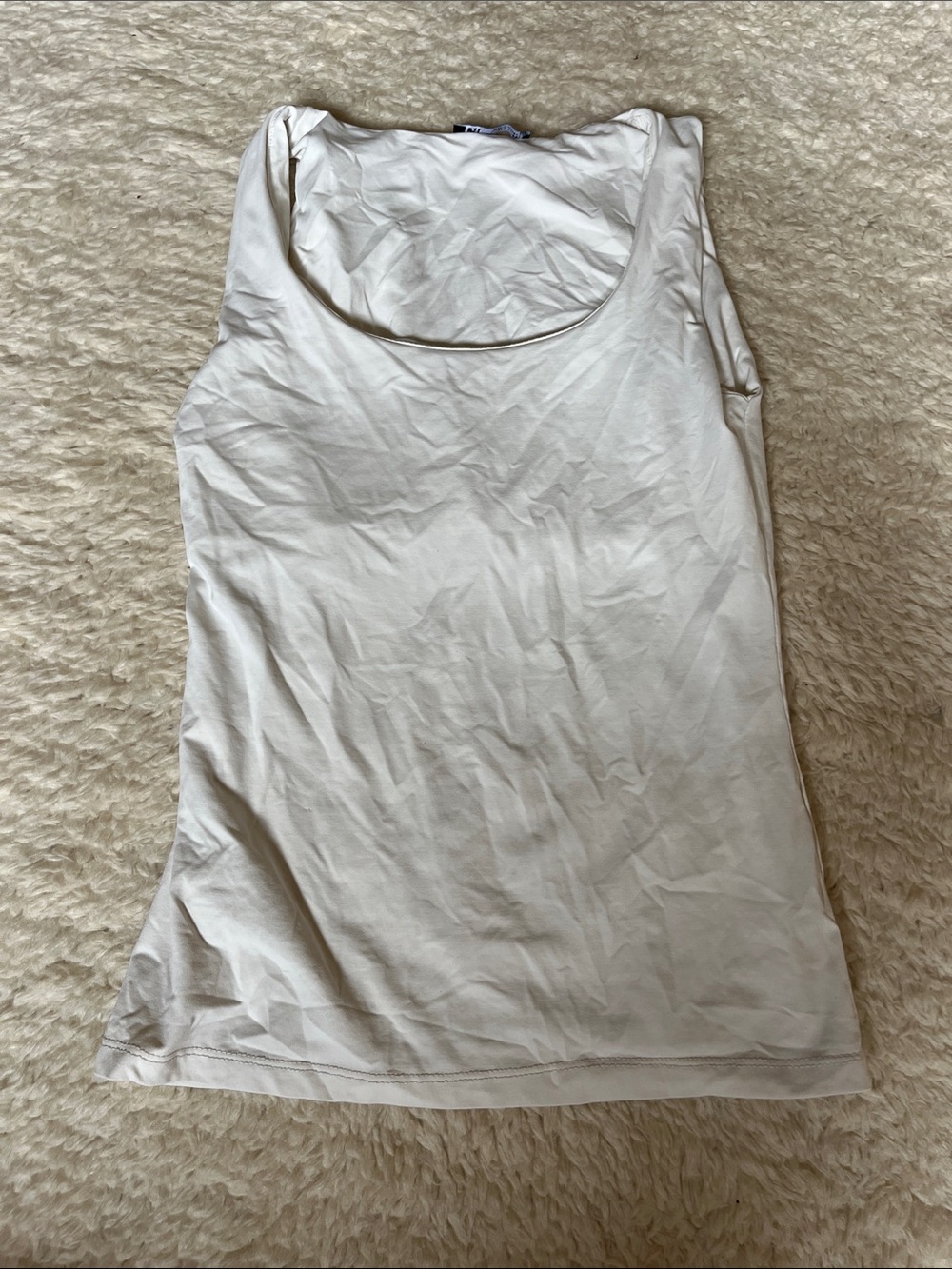 Zara Silky Classic Women's Scoop Neck Tank Top in White Size L